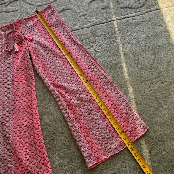 BECCA Pink and Coral Crochet Lace Pants with Drawstring - Festival Wear - Picture 5 of 8